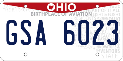 OH license plate GSA6023