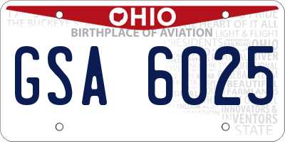 OH license plate GSA6025