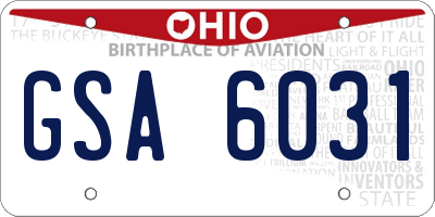 OH license plate GSA6031