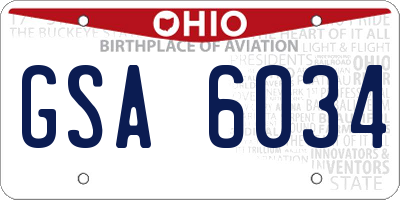 OH license plate GSA6034