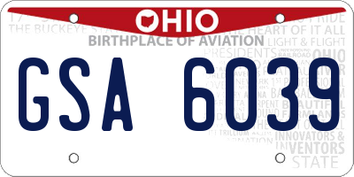 OH license plate GSA6039
