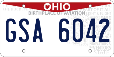 OH license plate GSA6042