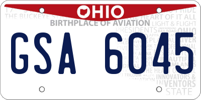 OH license plate GSA6045
