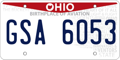 OH license plate GSA6053