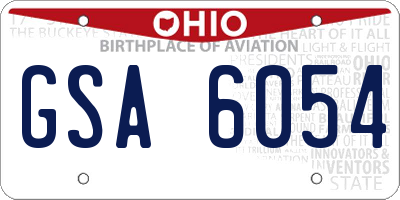 OH license plate GSA6054