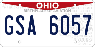 OH license plate GSA6057