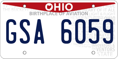 OH license plate GSA6059