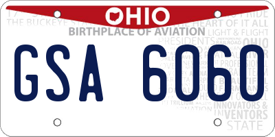 OH license plate GSA6060