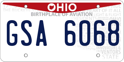 OH license plate GSA6068