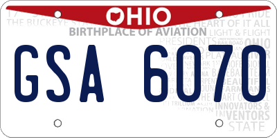 OH license plate GSA6070