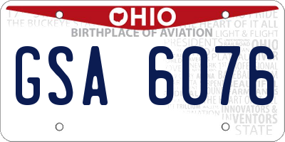 OH license plate GSA6076