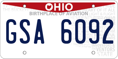 OH license plate GSA6092