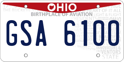 OH license plate GSA6100