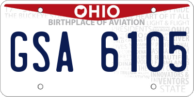 OH license plate GSA6105