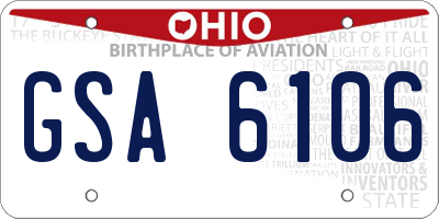 OH license plate GSA6106