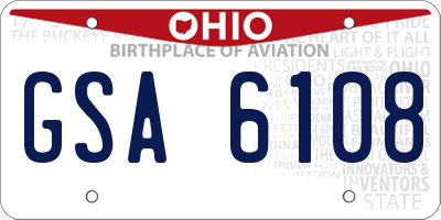 OH license plate GSA6108