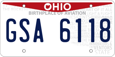OH license plate GSA6118