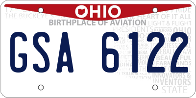 OH license plate GSA6122