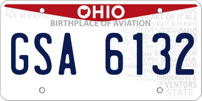 OH license plate GSA6132