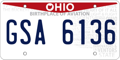 OH license plate GSA6136