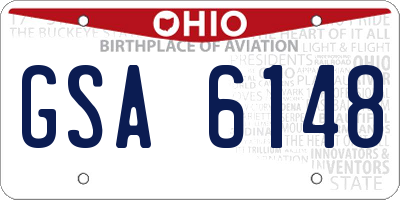 OH license plate GSA6148