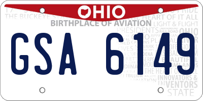 OH license plate GSA6149