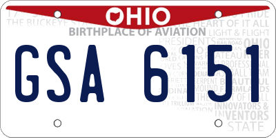 OH license plate GSA6151