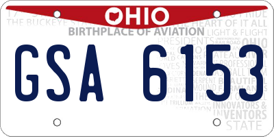 OH license plate GSA6153