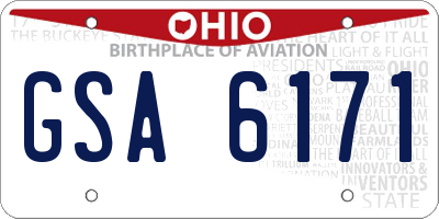 OH license plate GSA6171