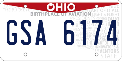 OH license plate GSA6174