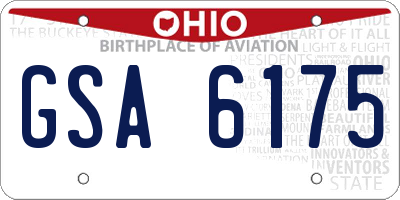 OH license plate GSA6175