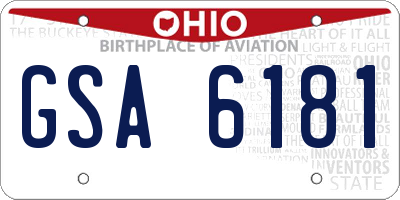 OH license plate GSA6181