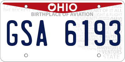OH license plate GSA6193