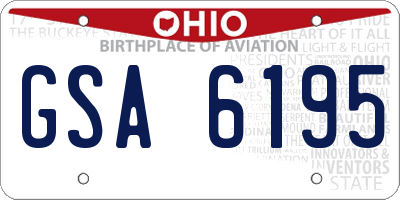 OH license plate GSA6195