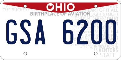 OH license plate GSA6200