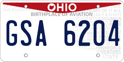 OH license plate GSA6204