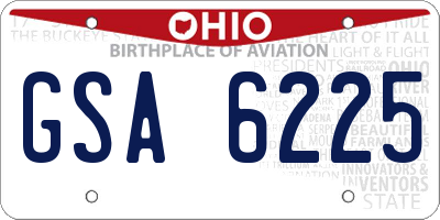 OH license plate GSA6225