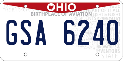 OH license plate GSA6240