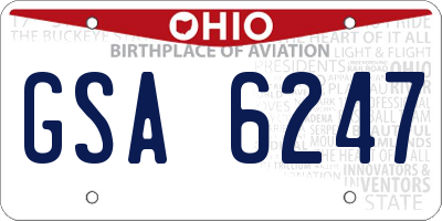 OH license plate GSA6247