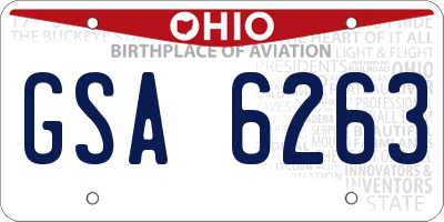 OH license plate GSA6263