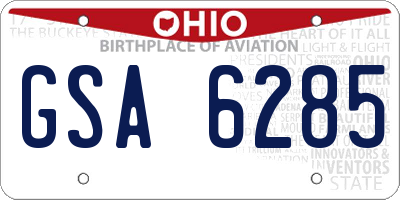 OH license plate GSA6285