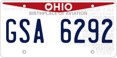 OH license plate GSA6292