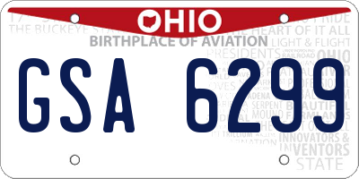 OH license plate GSA6299