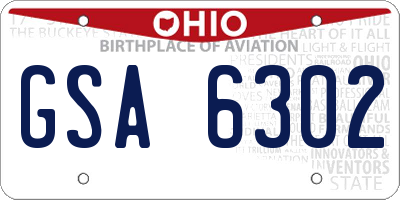 OH license plate GSA6302