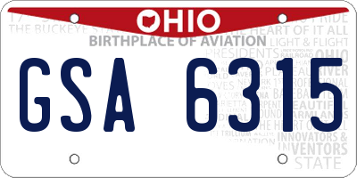 OH license plate GSA6315