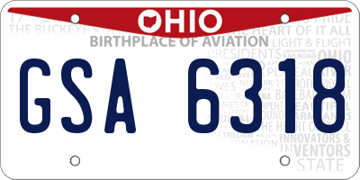 OH license plate GSA6318
