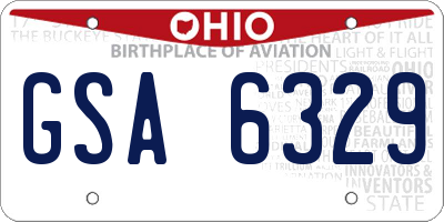 OH license plate GSA6329