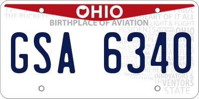 OH license plate GSA6340