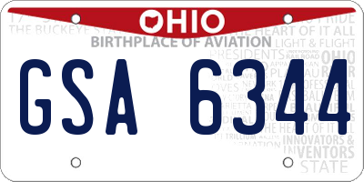 OH license plate GSA6344