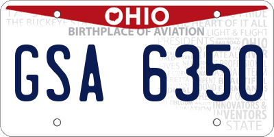 OH license plate GSA6350